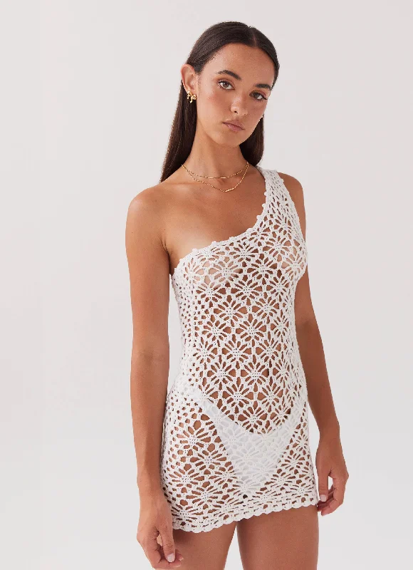 Special Offers Effortless Comfort Linera Crochet Mini Dress - White