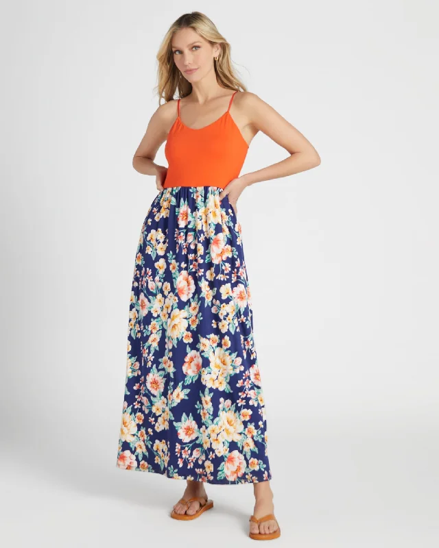 Shop Sales Boho Chic Floral and Solid Maxi Dress