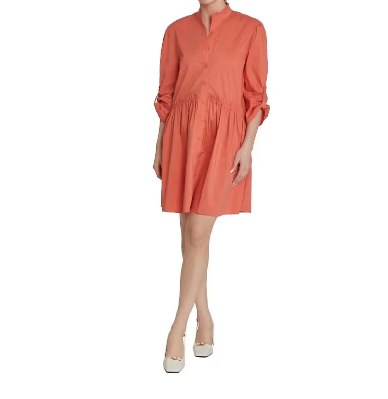 The Latest Trends Boho Chic Cammie Ruffle Shirt Dress In Burnt Orange