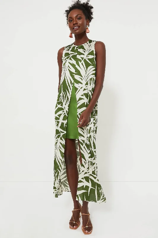 Chic Trend Collection Casual Elegance Fern Floral Overlay Octavia Maxi Dress