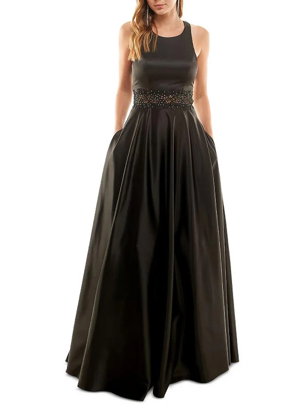 Inspired By You, Designed For You Contemporary Elegance Juniors Womens Satin Embellished Evening Dress