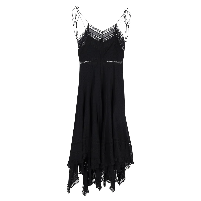 Seize Bargains Feminine Grace Zimmermann Bowie Sleeveless Handkerchief Hem Dress in Black Cotton