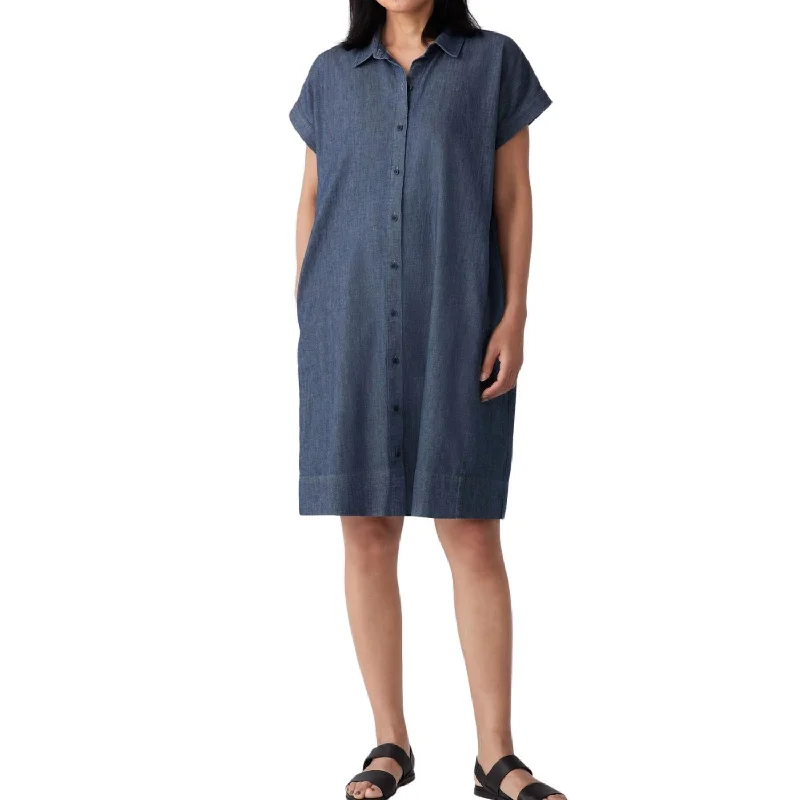 Trendy Fashion Sale Exquisite Craftsmanship Cap Sleeve Shirt Dress In Denim