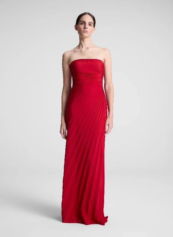 Fashion Forward, Function First Vintage Retro Party Wear Bianca Strapless Pleated Maxi Dress