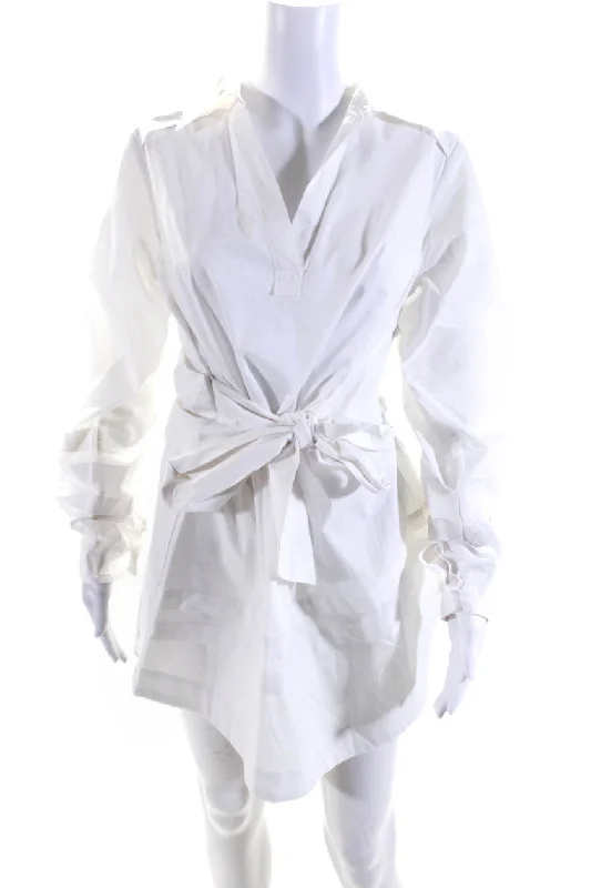 New Styles Just In Fashion-Forward Style Jonathan Simkhai Womens Side Zip Collared Belted Shirt Dress White