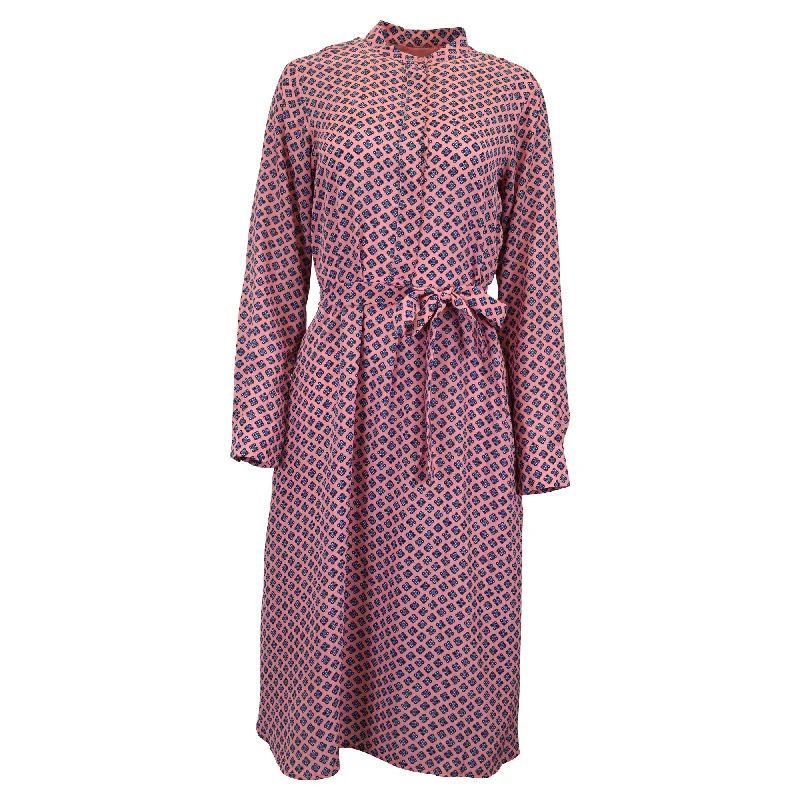 Vintage-Inspired Style Offers Feminine Allure Max Mara Weekend Printed Shirt Dress in Pink Cotton