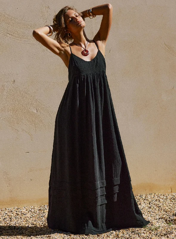 Chic & Modern Sales Luxury Comfort Milden Linen Blend Maxi Dress Black