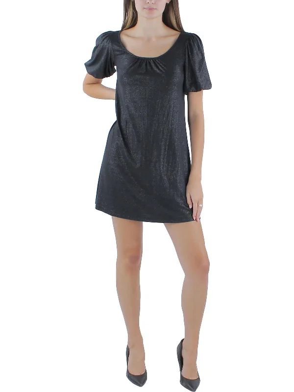 Easy Elegance Sales Luxe Layering Womens Shimmer Mini T-Shirt Dress