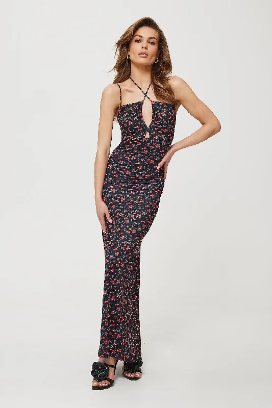 Boutique Styles Contemporary Elegance Makover Crossover Halter Tied Maxi Dress