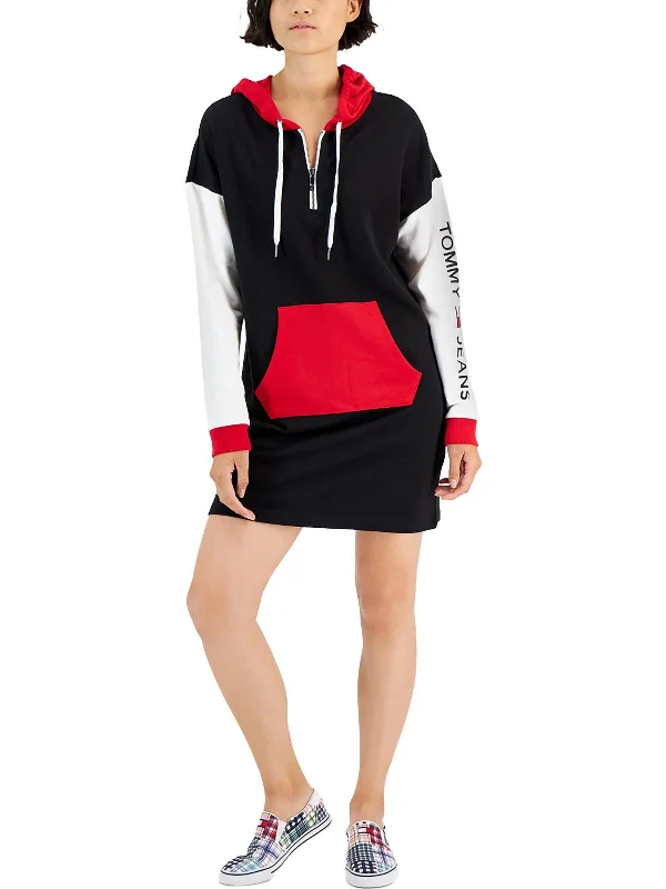 Step Ahead, Lead The Trend Seasonal Trend Womens Hooded Mini Sweatshirt Dress