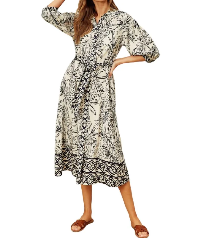 Timeless Elegance Redefined Elegant Details Tropical Shirt Dress In Maui Sand