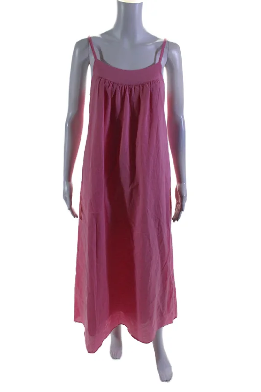 Bold Style Discounts Boho - Chic Festival - Ready Style Xirena Womens Cotton Poplin Lined Sleeveless Mid Calf Cami Dress Pink