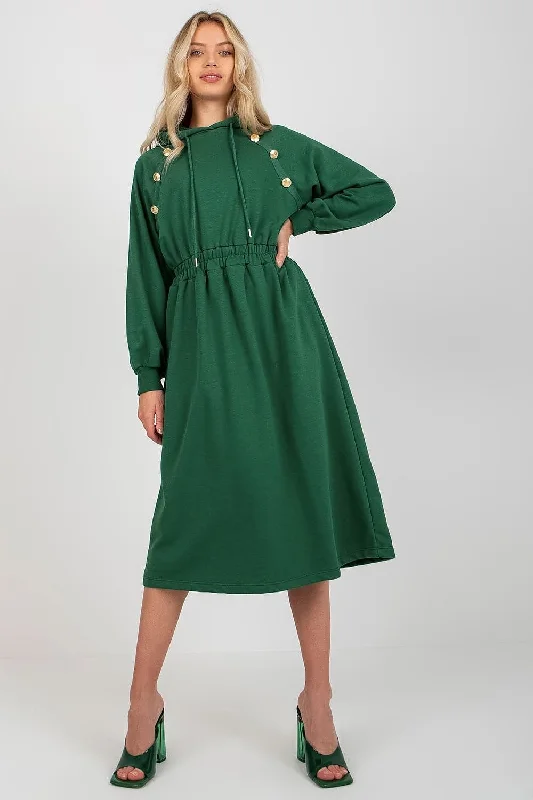 Trendy Threads Artful Design Relevance Button Accent Sweatshirt Midi Dress