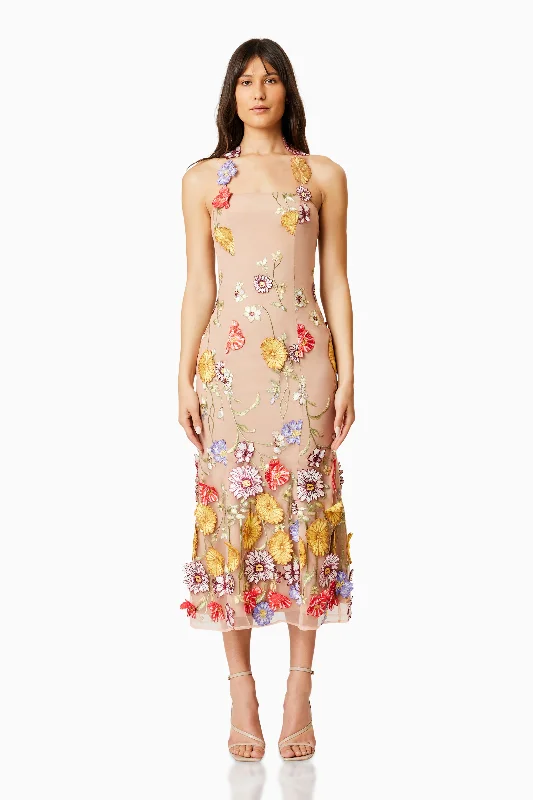 Limited-Time Offer Parisian Effortless Chic Style Lark Floral Midi Dress In Multi