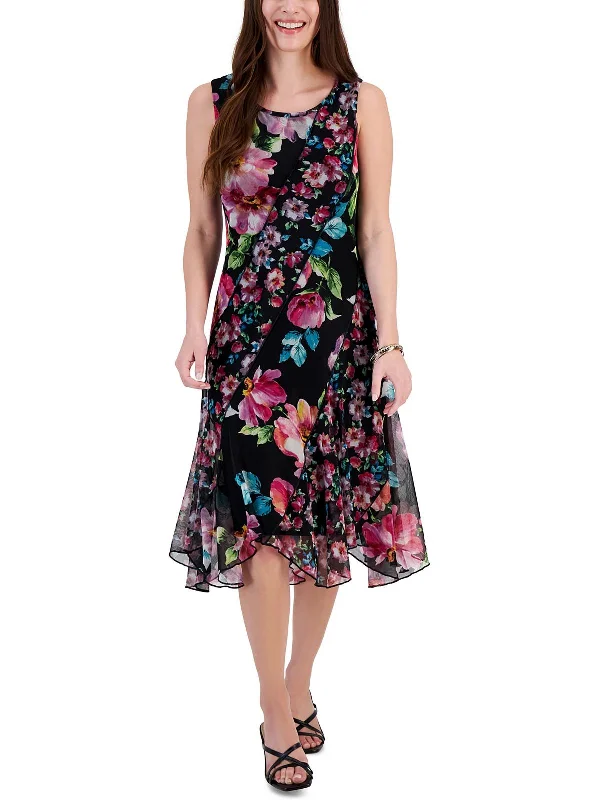 Ride The Style Wave Save on Classic Elegant Styles Womens Floral Print Mesh Shift Dress