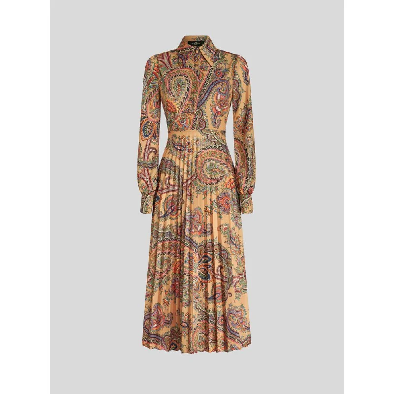 Fashion Frontiers Vintage Charm SHIRT DRESS WITH LEAFY PAISLEY PATTERN