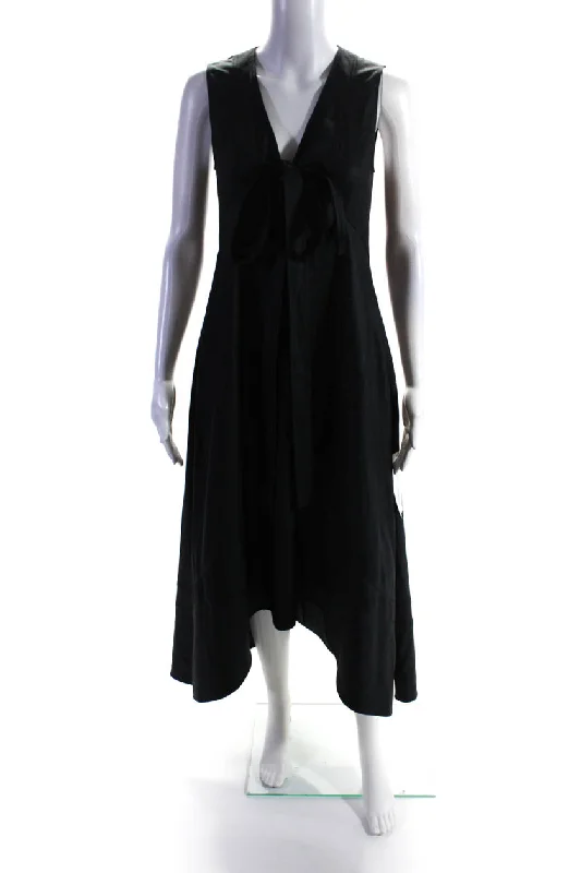 Special Offers, Don't Miss Sophisticated Cut Adeam Womens Sleeveless Neck Tie Dress Black