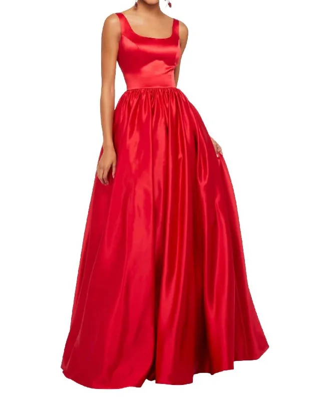 Luxe Style Discounts Today Only Satin Low Back Prom Dress In Red