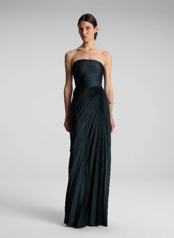 Style Redefined Classic Timeless Elegant Style Bianca Strapless Pleated Maxi Dress