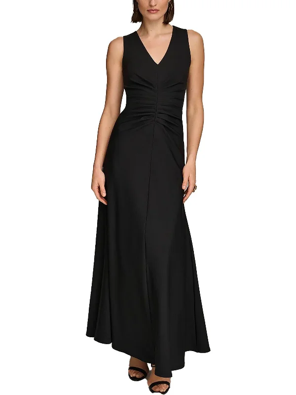 Laid-Back Fashion Offers Bold Silhouette Womens Cascade Ruffle Sleeveless Evening Dress