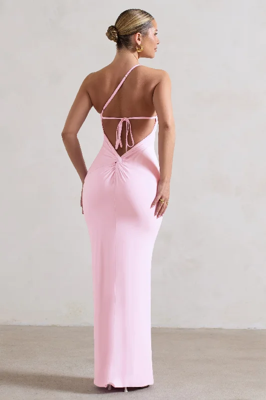 Modish Fashion Discounts Modern Glamour Dressing Up | Pink One Shoulder Maxi Dress With Open Back Detail