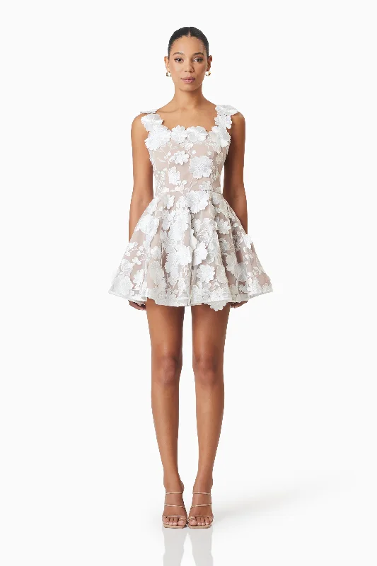 Stay Ahead In Style Artful Design Moana Floral Embellished Mini Dress in White