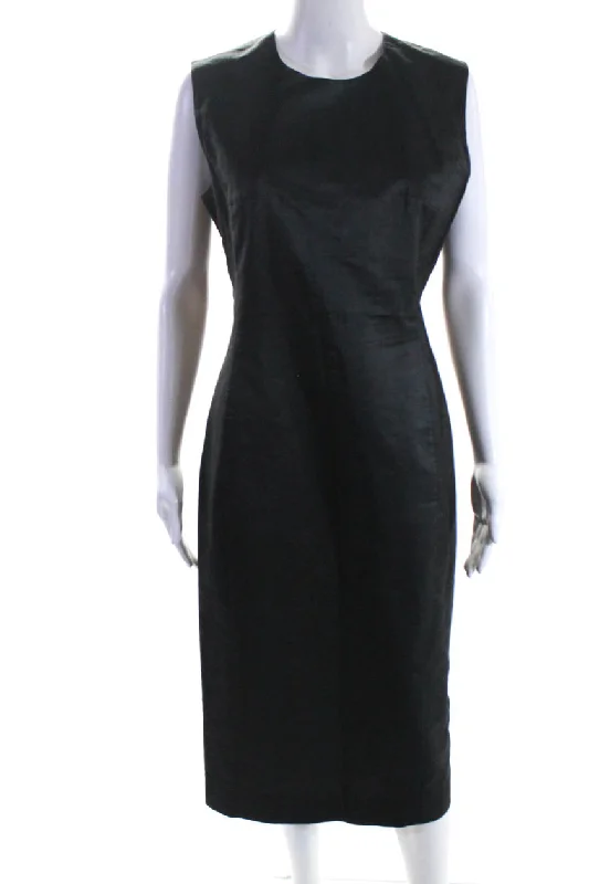 Best-Sellers Contemporary Chic Prada Womens Dark Gray Cotton Crew Neck Sleeveless Shift Dress