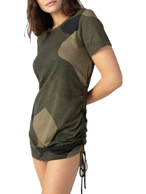 Chic Trend Collection Graceful Cut Womens Drawstring Camouflage T-Shirt Dress