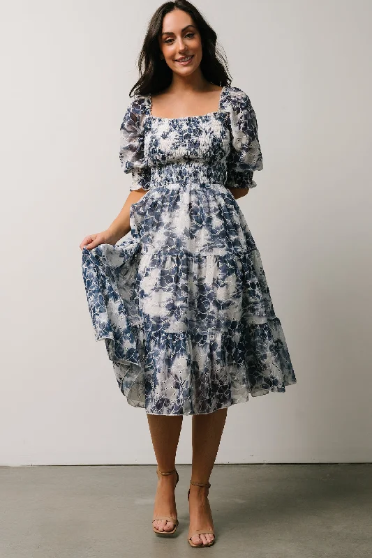 Bid Farewell To The Old Season Limited - Edition Drops Hazel Eyelet Midi Dress | Navy