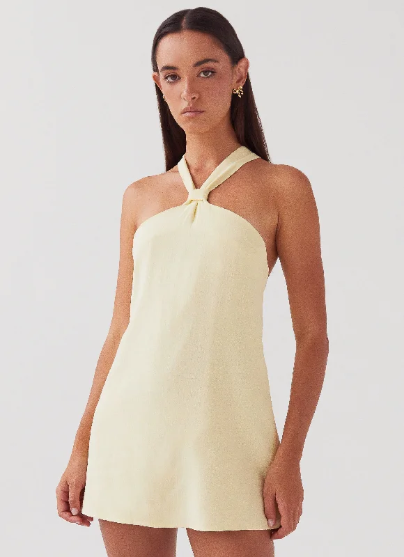 Minimalist Fashion Sale Weekend Special Keira Linen Mini Dress - Lemon