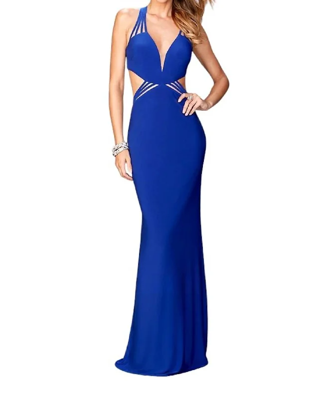 Chic And Edgy Save on Classic Elegant Styles V Neck Jersey Gown In Sapphire