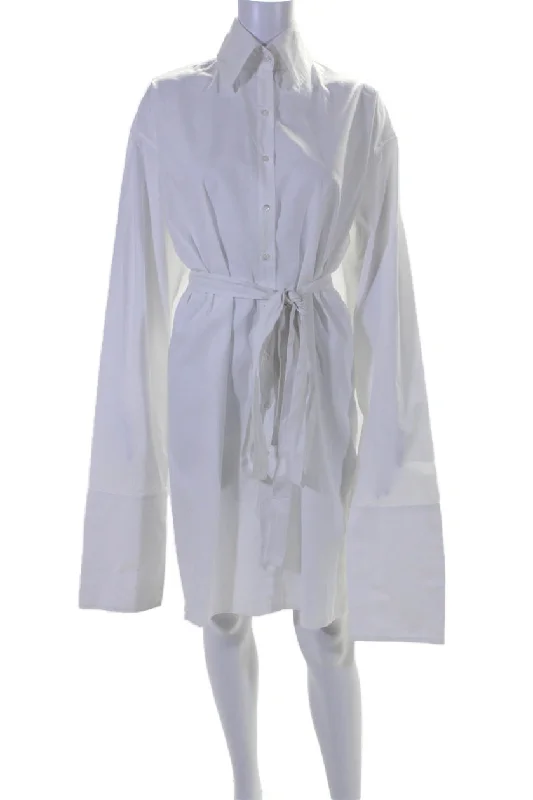 Seasonal Style Discounts Effortless Style Marques Almeida Womens Button Down Belted Shirt Dress White