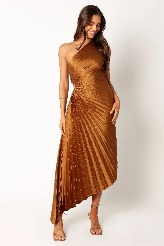 Stupidly Low Prices Polished Finish Kleo One Shoulder Maxi Dress - Golden Ochre