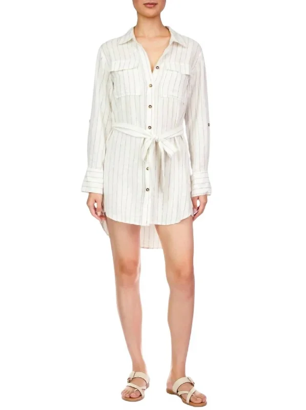 Limited Styles Elevated Style Pocket Shirt Dress In Biarritz Stripe