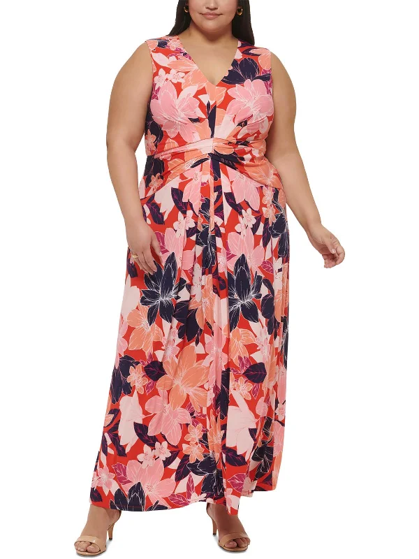 Absurdly Cheap Sale Ethnic Cultural Event Wear Plus Womens Floral Print Polyester Maxi Dress