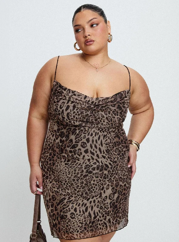 Easy Elegance Sales Romantic Date - Night Ensemble Sugar Mini Dress Leopard Curve