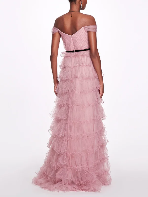 Seasonal Sale Final Clearance Multi-Tiered Tulle Gown