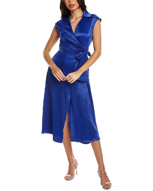 Trendy Pulse Bold Silhouette Maison Tara Satin Wrap Dress