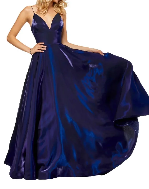 The Good Stuff Save on Classic Elegant Styles Metallic Satin A-Line Prom Dress In Purple