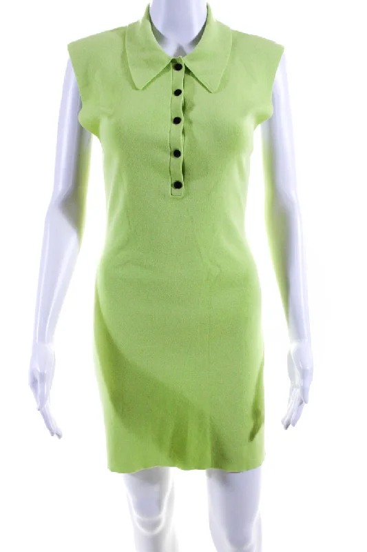 Style Upgrade Bold Silhouette ALC Womens Taylor II Sleeveless Knit Polo Sheath Dress Green Kick