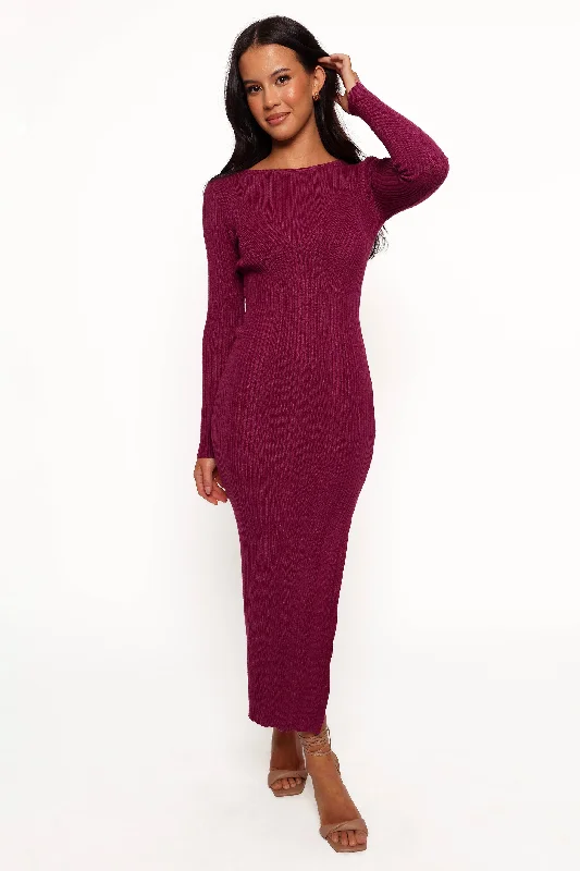 Polished Style Deals Soft Textures Mattie Long Sleeve Maxi Dress - Plum