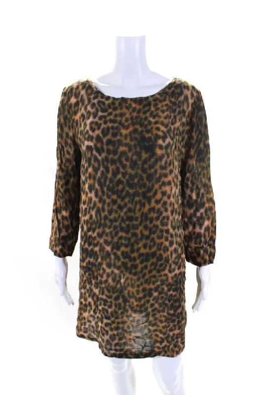 Big Discounts Charming Silhouette Zimmermann Womens Animal Print Long Sleeves Shirt Dress Brown Black