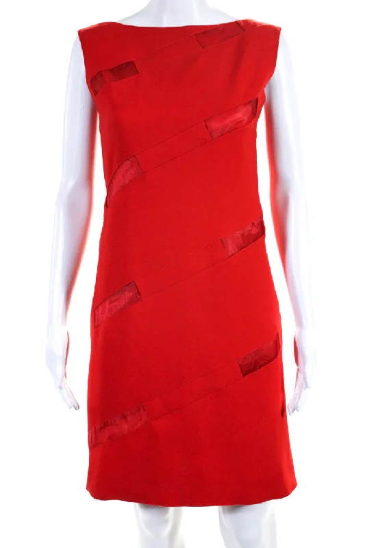 Casual Fashion Classic Charm Courreges Womens Sleeveless Knee Length Cocktail Dress Red