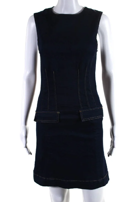 Effortless Style, Endless Impact Casual Chic 10 Crosby Derek Lam Womens Hudson Sleeveless Denim Shift Dress Blue