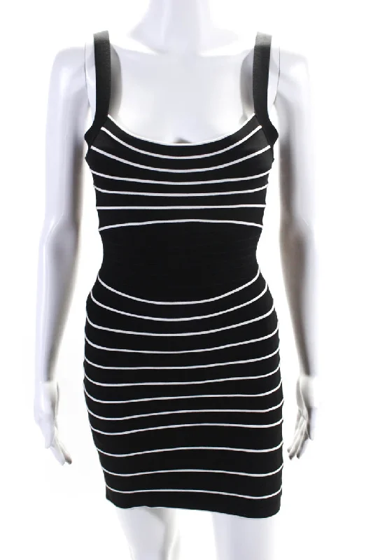 Stylish Deals Feminine Flow Herve Leger By Max Azria Womens Sleeveless Body Con Dress Black White