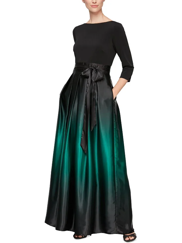 The Latest Trends Polished Finish Petites Womens Satin Ombre Evening Dress