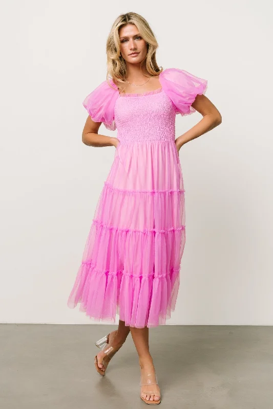 Forward Trendsetter Save on Classic Elegant Styles Liv Tulle Midi Dress | Pink