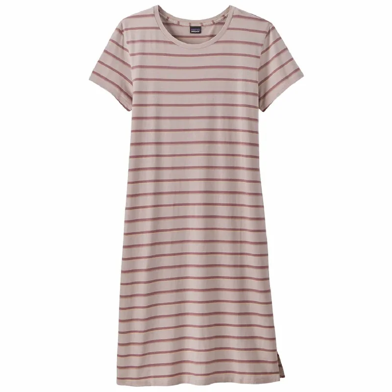 Limited-Time Offer Graceful Movement Women's Regenerative Organic Certified Cotton T-Shirt Dress In Sunset Stripe,shroom Taupe