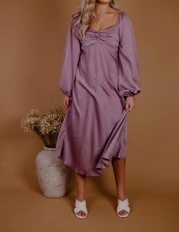 Unleash Your Trend Driven Style Modern Romance Satin Dress in Mauve