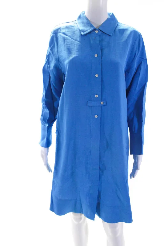 Shop The Hottest Deals Subtle Sophistication CO Womens Long Sleeve Button Down Midi Shirt Dress Cerulean